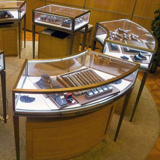 珠宝展示柜金银首饰柜带LED灯翡翠文创烤漆展柜透明不锈钢玻璃柜