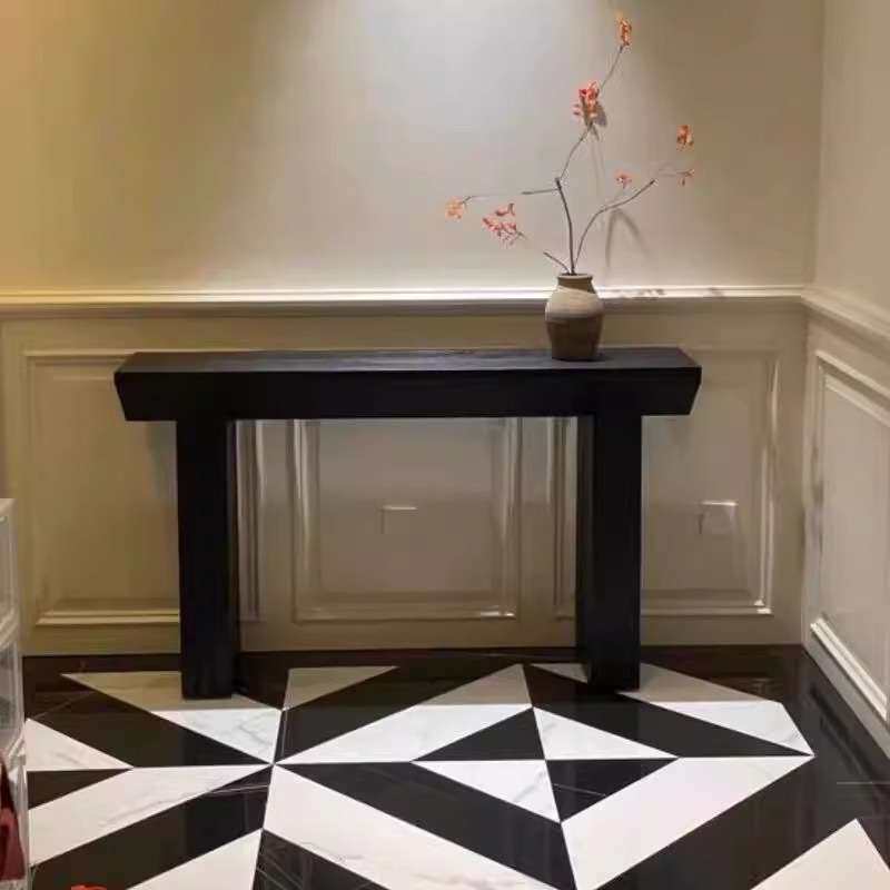 北欧实木玄关桌现代简约入户靠墙长条案台走廊过道装饰景台诧寂风