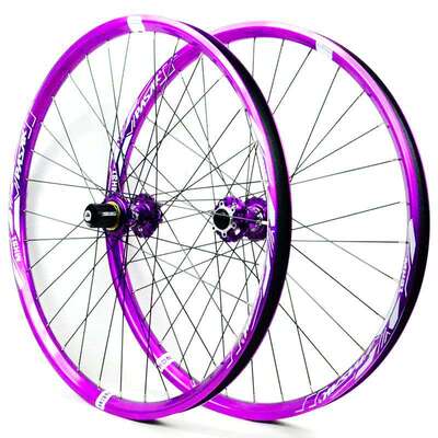 土坡鱼尾车宽圈轮组26 27.5 29寸对锁快拆120响培林碟刹HGMS XD紫