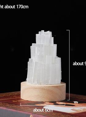 天然白色石膏台灯彩虹光石英装饰