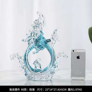 现代轻奢水晶琉璃抽象艺术摆件财源滚滚玄关电视柜酒柜水晶摆设