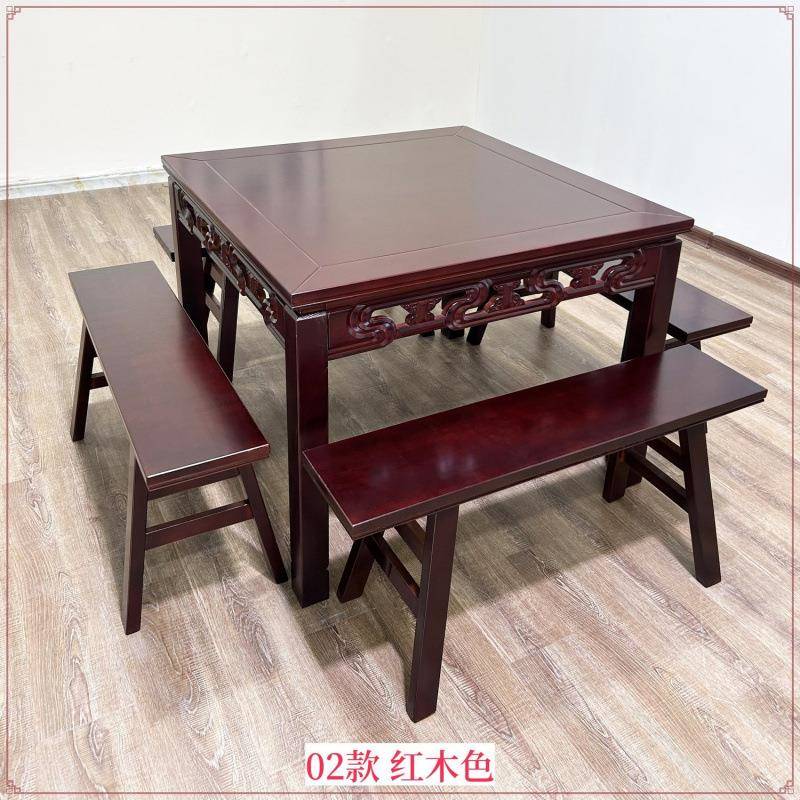 八仙桌实木方桌子客厅家用农村中堂老式实木餐桌饭店圆形正方形桌