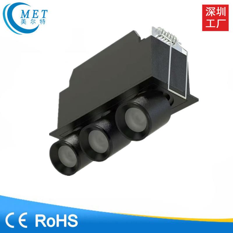 厂家直销 3头嵌入拉伸线性格栅射灯10W 6头性格栅射灯20W