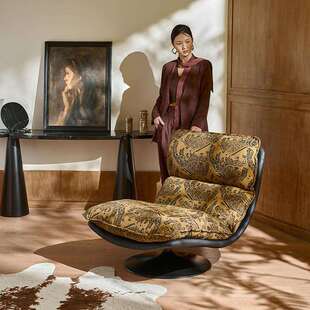 意式轻奢北欧风单人休闲沙发椅客厅阳台接待洽谈椅子可旋转懒人椅