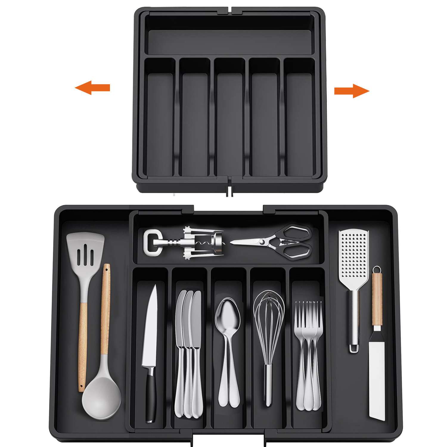 现货可伸缩餐具收纳盒家用便携伸缩收纳盘Expandable Utensil Tra