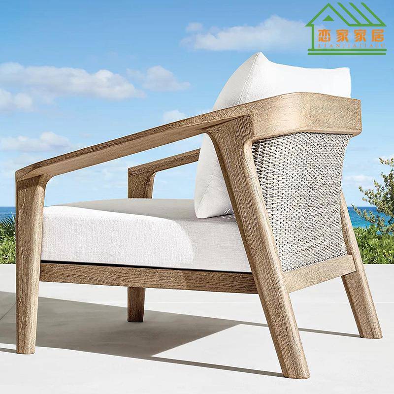 户外沙发酒店别墅庭院阳台实木沙发室外花园露台休闲柚木沙发家具