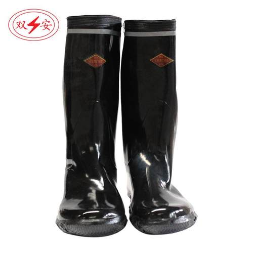 双安6KV矿用绝缘靴天然橡胶绝缘防滑耐磨BX062带反光警醒36±1cm