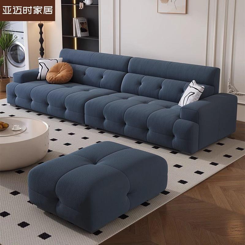 绒布奶油风布艺沙发现代简约大小户型劳伦斯猫抓布直排沙发亚迈时