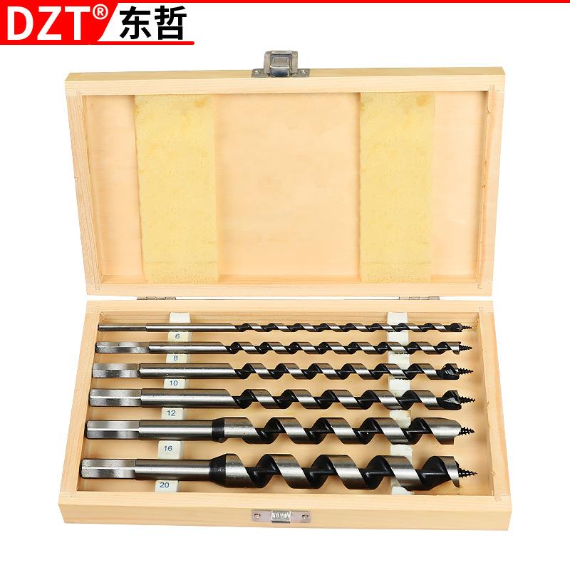 现货6PC木盒支罗钻支罗钻套装6件套支罗钻6-20木工钻木工工具套装