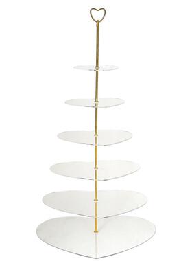 6层心形亚克力蛋糕展示架 婚礼节日糖果透明摆放架 Cake stand