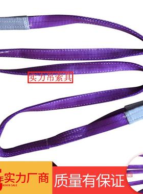 1T*5M紫色扁平吊装带高强度两头扣涤纶吊带工业吊车起重吊索具