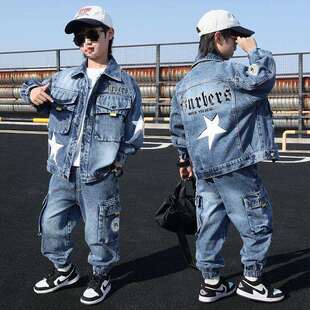 儿童装男童春装套装2025新款秋季中大童8炸街9痞帅10春秋牛仔盈尚