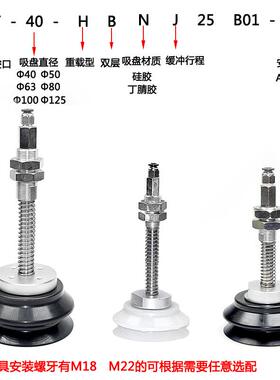 真空双层吸盘工业机械手配件气动支架ZPT40HBN/S J25-B01-A18