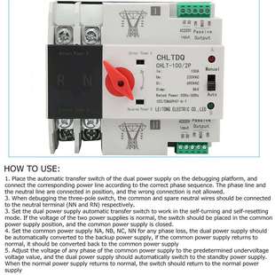 双电源自动转换开关2P毫秒级不断电切换开关家用220V市电英文外贸