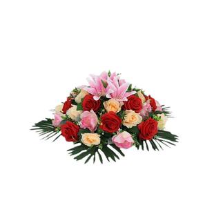 酒店餐桌转盘花大圆桌摆放花艺装饰品假花摆件桌面圆形台花仿直销