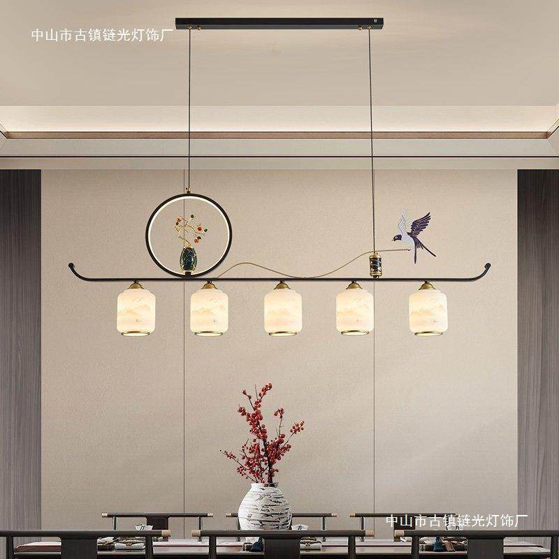 2025年吊灯新中式禅意大气家用长条前台吧台灯中国风茶室饭厅灯具