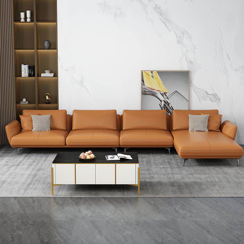 意式简约皮艺三人位轻奢小户型组合异形转角多人别墅区组合沙发