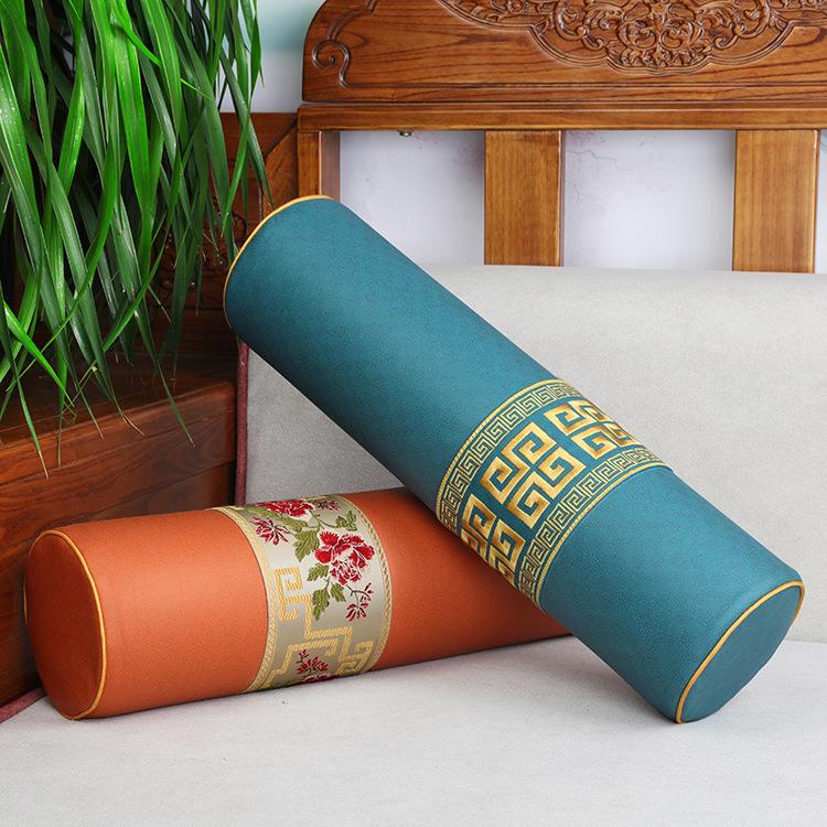 新中式圆形扶手枕轻奢长条枕现代简约靠枕腰枕沙发头枕长条腿枕