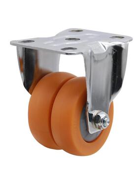 1.5寸2寸平底万向定向刹车轮 厂家直供螺纹接口橙色pp单轴双轮