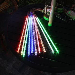 流星雨led灯太阳能灯串七彩户外防水亮化装饰挂树上彩灯树灯装饰