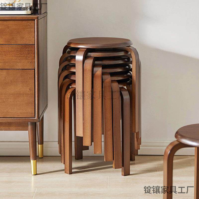 实木客厅餐椅家用圆凳木凳简约现代矮凳可叠放经济实用小凳子餐桌
