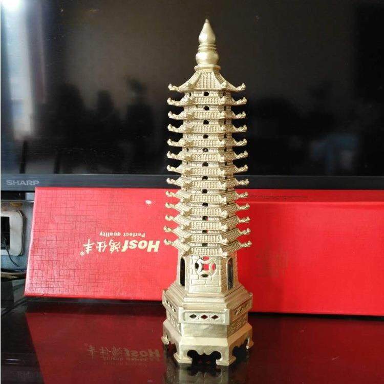 纯铜文昌塔十三层塔书桌铜塔摆件文昌塔纯铜客厅装饰工艺品摆件