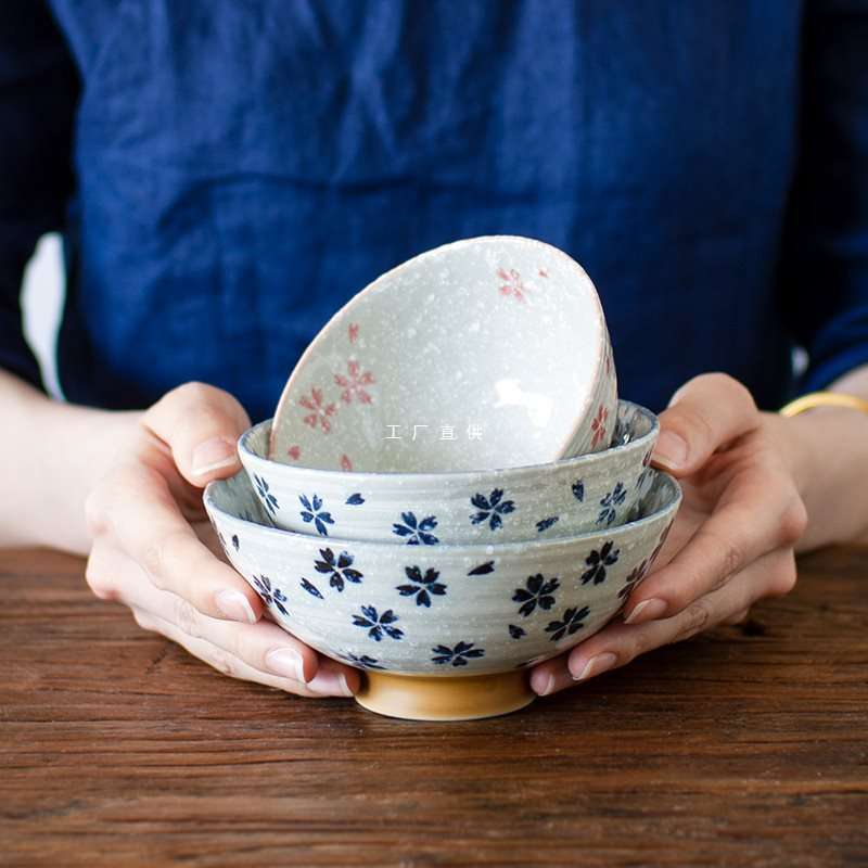 美浓烧大号米饭碗轻薄可微波脚防烫碗多花色