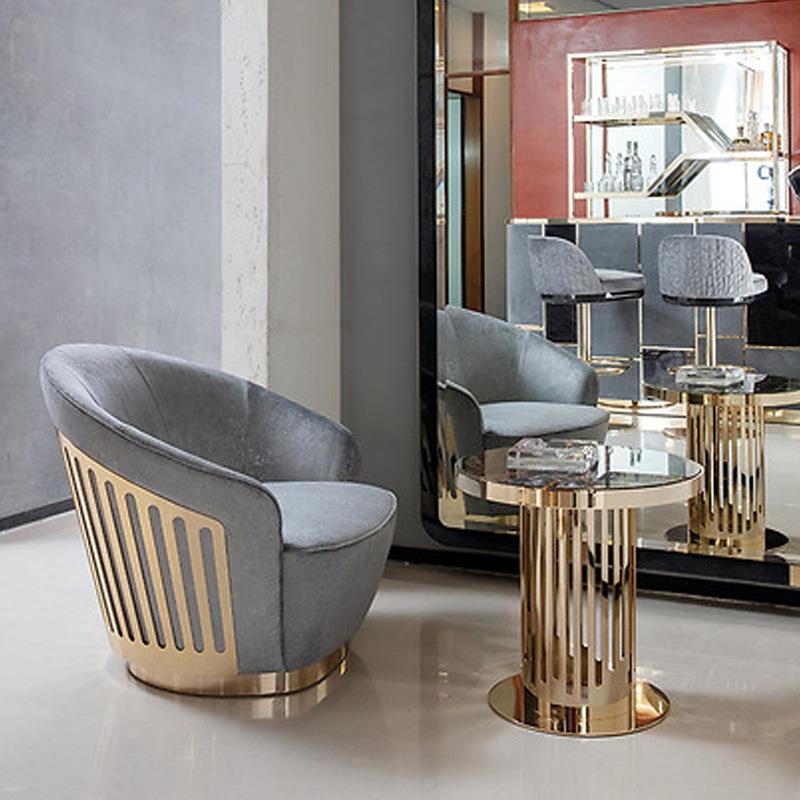 德加 轻奢风大小组合圆形现代客厅设计师家用高低样板间茶几