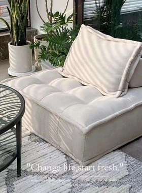 6uD豆腐懒人方块沙发民宿出租房小户型客厅组合布艺单人沙发棉麻