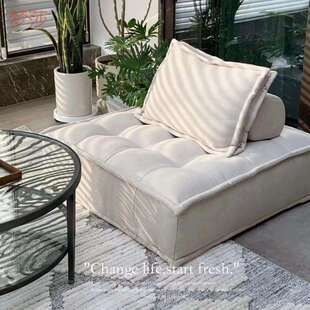 6uD豆腐懒人方块沙发民宿出租房小户型客厅组合布艺单人沙发棉麻