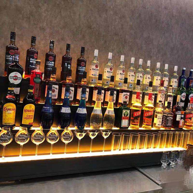 工业风集装箱酒水展示柜铁艺置物架发光红酒柜酒吧吧台威士忌酒架