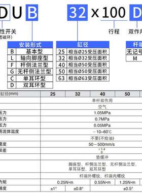 SMC型MU气缸MUB平板式MDUB25 32 40 50 63-20-30-50-75DMZ扁形缸