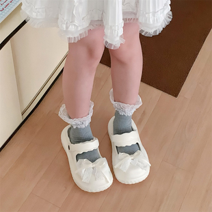 夏 软萌蝴蝶结仙女风厚底沙滩舒适拖鞋 女士百搭户外穿lolita鞋 凉鞋