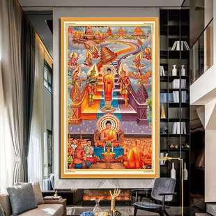 青飞精准印布朝圣之路十字绣竖板玄关画人物像简单大气手工刺绣