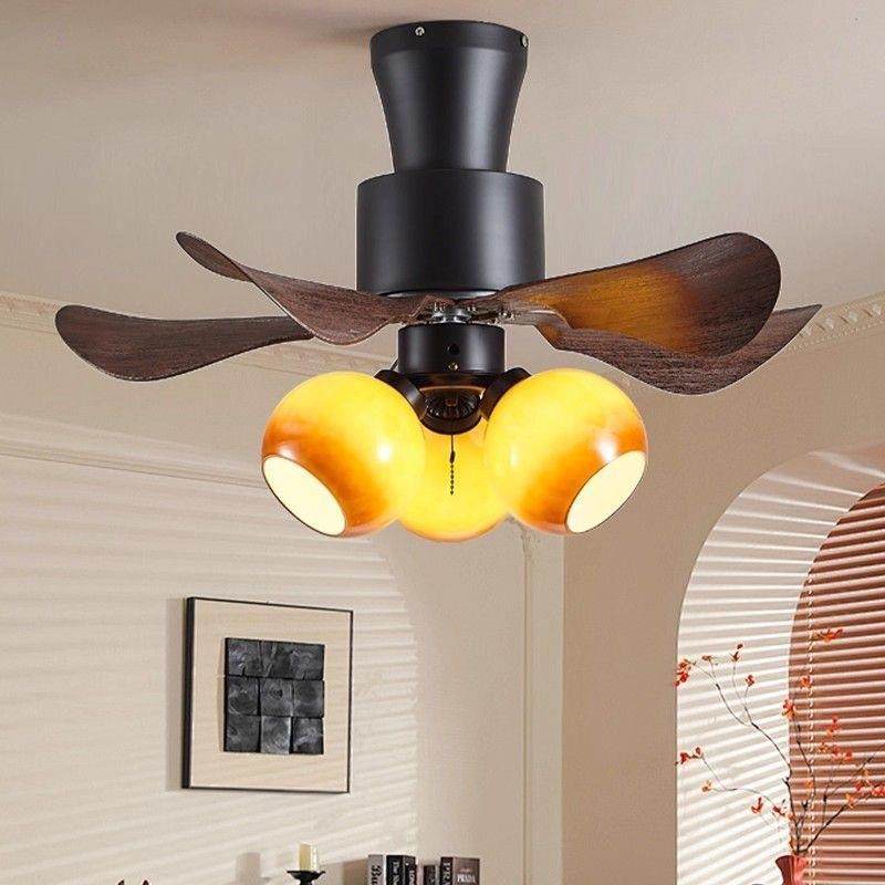 2025新款美式乡村电扇吊灯复古客厅吊扇灯中古风餐厅主卧室风扇灯