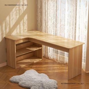 仿实木转角书桌书柜桌卧室家用梳妆台拐角电脑桌一体家具桌子家居