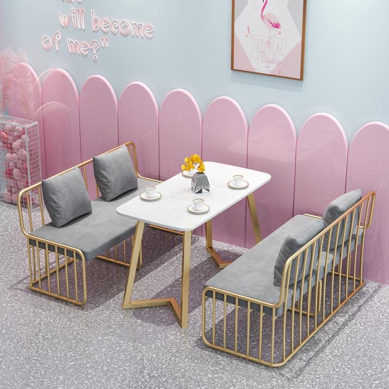 网红咖啡馆沙发椅布艺沙发简约奶茶店休闲餐厅餐桌椅组合连锁