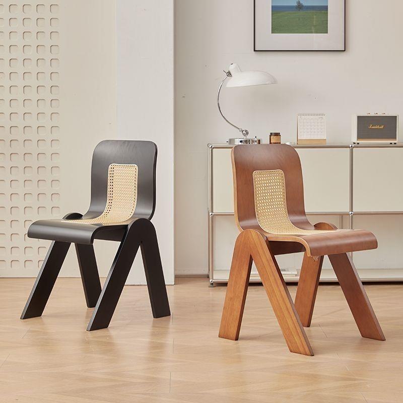 中古椅现代轻奢实木餐椅藤编民宿法式家用设计师靠背经济椅子藤椅