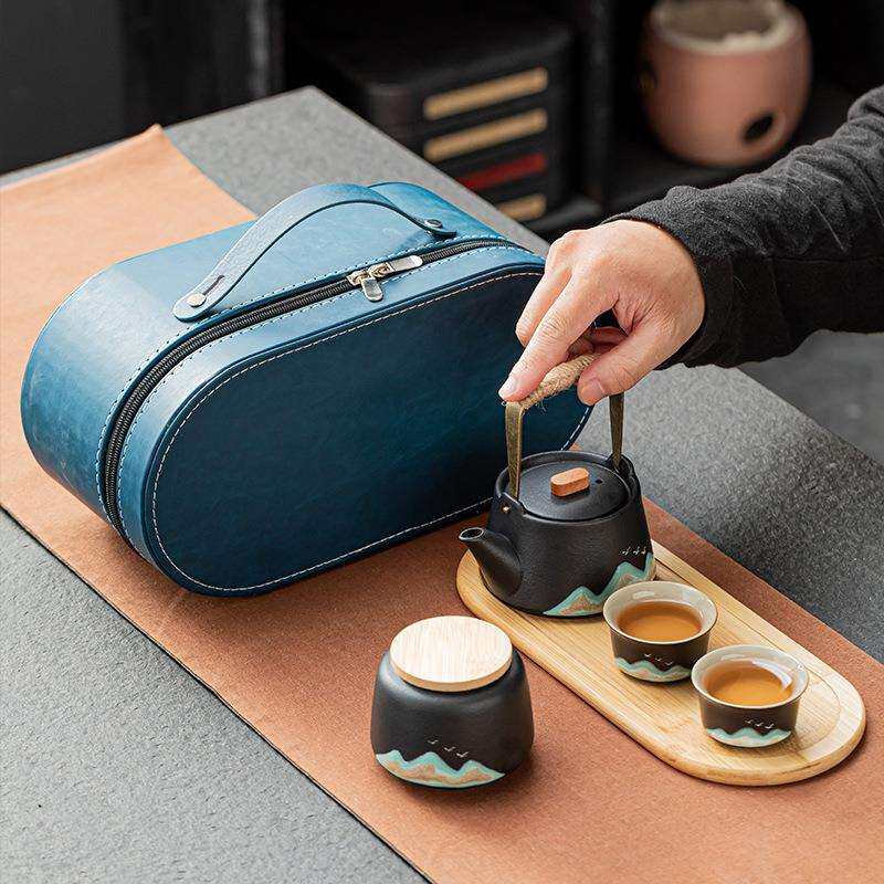 旅行茶具套装便携式户外陶瓷快客杯一壶二杯随行功夫泡茶壶茶杯