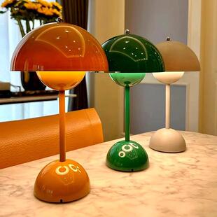 北欧丹麦花苞台灯卧室充电装饰氛围灯床头灯结婚一对蘑菇床头柜