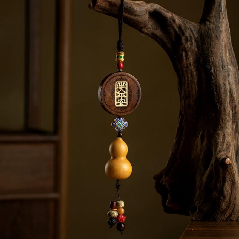 花梨木无事牌汽车挂件葫芦车内装饰摆件男女车载挂饰2024新款