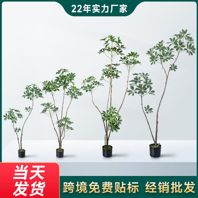 源头厂家海虹仿真绿植鸭脚木假树仿真植物室内装饰摆件