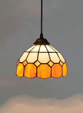 20CM欧琈蒂凡尼黄色地中海简约餐厅咖啡厅网吧火锅店吊灯彩色玻璃