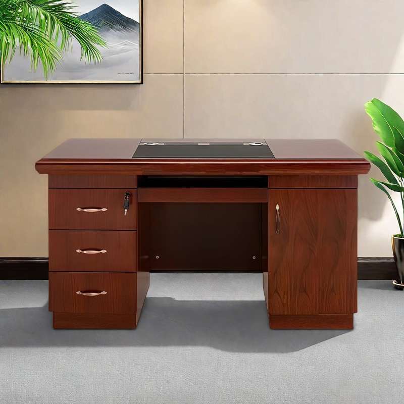 办公室职员桌木皮办公桌实木油漆财务桌1.4米双面桌经理桌