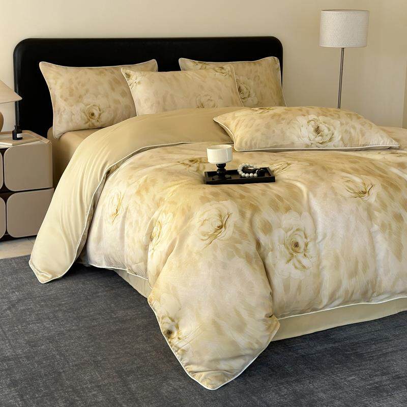 莱赛尔天丝套件简约花卉四件套家用酒店民宿床上用品枕套贸易