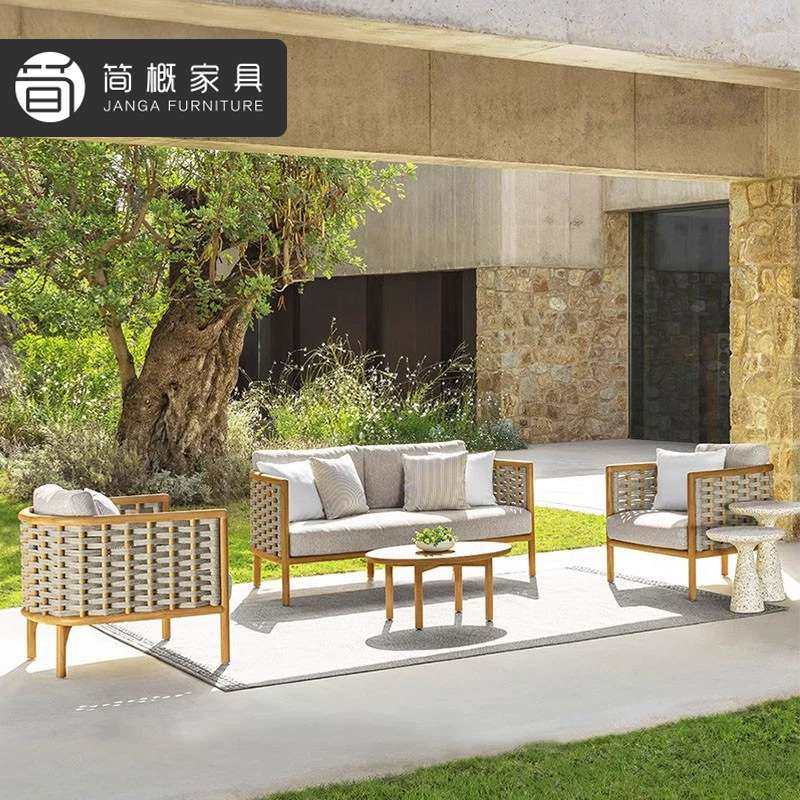 别墅庭院柚木沙发椅休闲花园露台仿木纹藤沙发圆桌酒店民宿沙发,电子元器件市场,其它元器件,淘宝优惠券,粉丝福利购,淘宝优惠卷