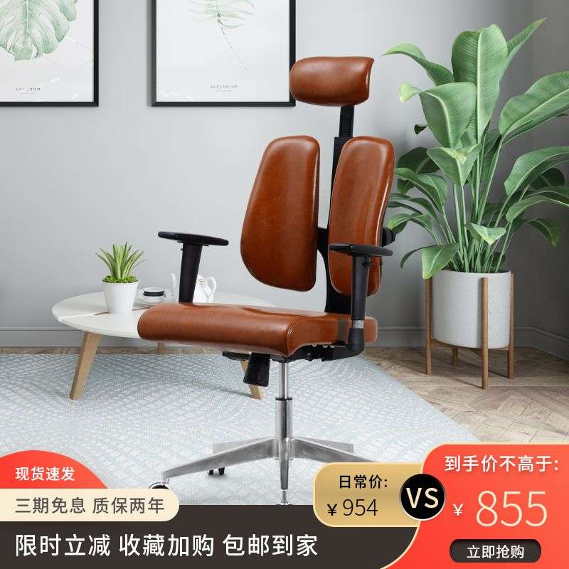 人体工程学椅办公椅舒适久坐转椅子升降家用双背椅简单组装电脑椅