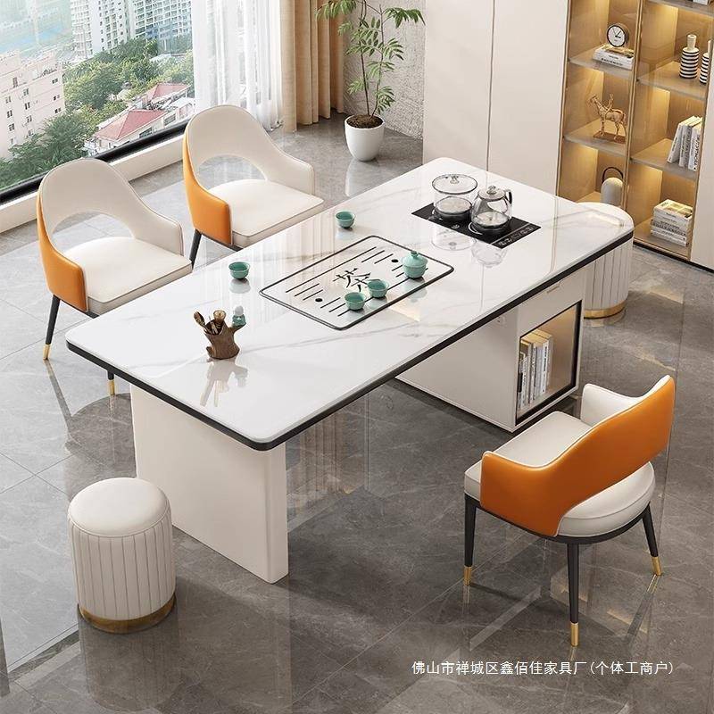 岩板茶桌椅组合茶台家用客厅办公室茶几全自动烧水茶桌阳台泡茶桌