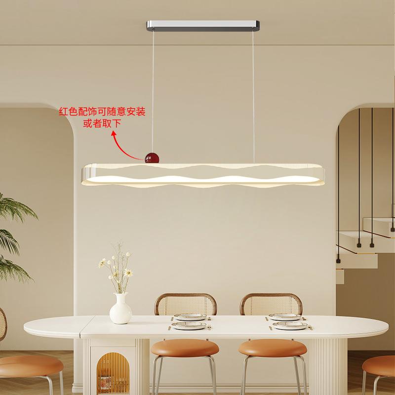 2025新款餐厅吊灯现代简约奶油风设计师长条餐桌中山灯具一字吊灯
