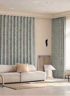 1PC新款唐顿庄园蓝色窗帘客厅卧室装饰窗帘个性装饰穿杆窗纱窗帘